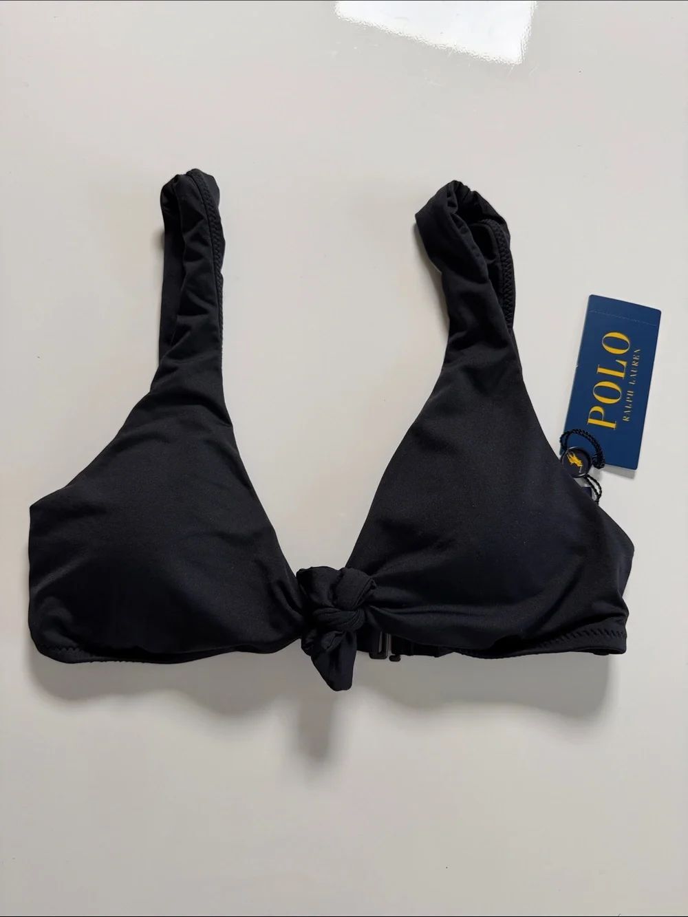 Polo by Ralph Lauren Black Bikini Top with Front Knot